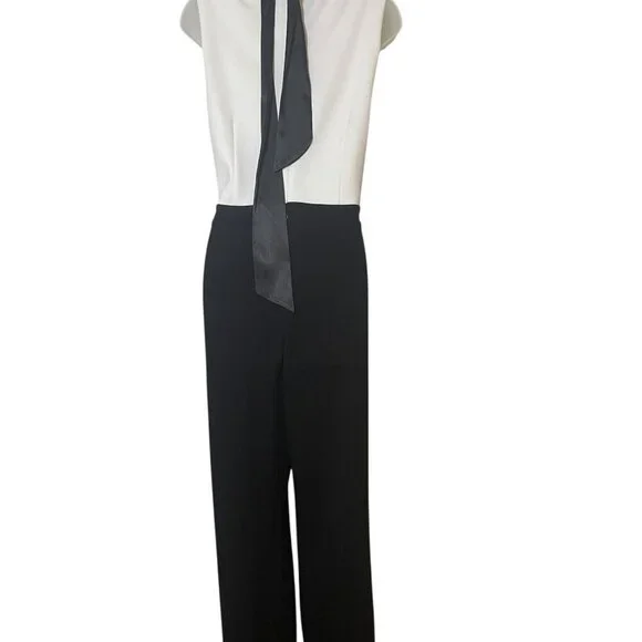 Betsey Johnson Black & White Bow Tie Jumpsuit – Size 14 - Picture 4 of 6